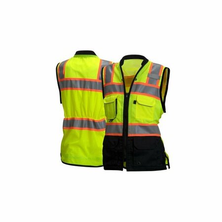 PYRAMEX Women's Safety Vest, Class 2, Hi-Vis Lime, Size 2XL RVZF6110X2